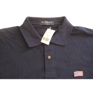 Y2K New Ruff Hewn Shirt Embroidered US Flag Men Streetwear Polo Sz XL (MT927)